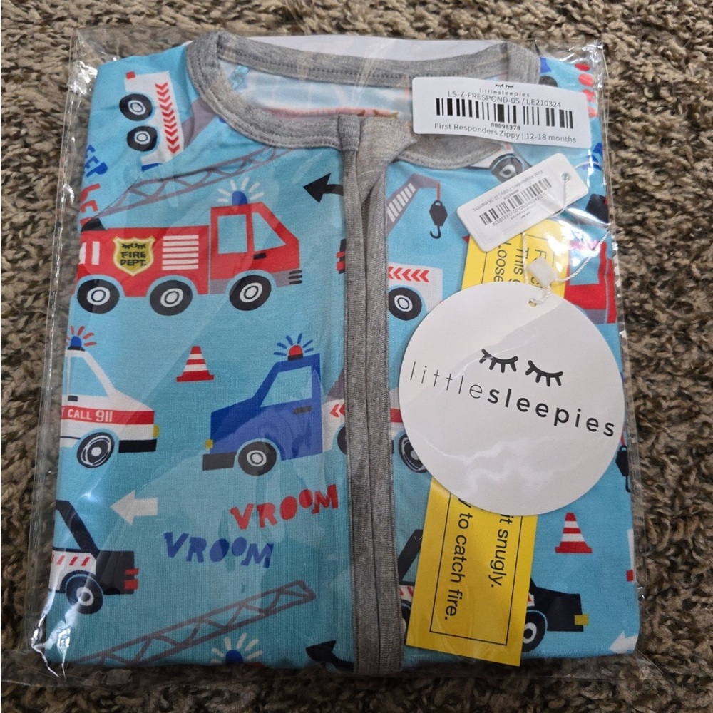 NWT Little Sleepies First Responders Zippy 12-18 Months
